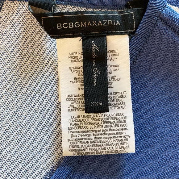 BCBGMaxAzaria | Evinna Geometric Bodycon Dress - Blue / White | Size XXS - Picture 9 of 14